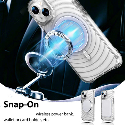 For iPhone 15 Wave Pattern Air Cushion Corners Shockproof Magnetic Phone Case - White - EDA009985111B
