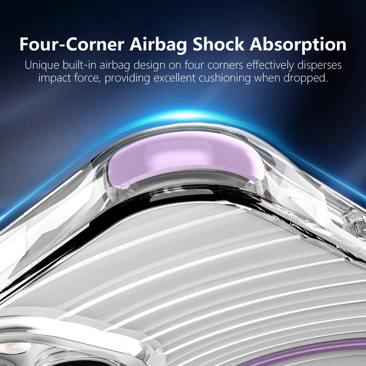 For iPhone 15 Wave Pattern Air Cushion Corners Shockproof Magnetic Phone Case - Purple - EDA009985111E