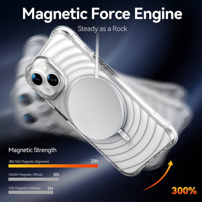 For iPhone 14 / 13 Wave Pattern Air Cushion Corners Shockproof Magnetic Phone Case - White - EDA009985112B