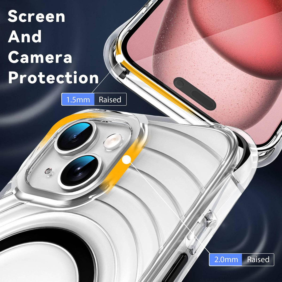 For iPhone 14 / 13 Wave Pattern Air Cushion Corners Shockproof Magnetic Phone Case - Black - EDA009985112D