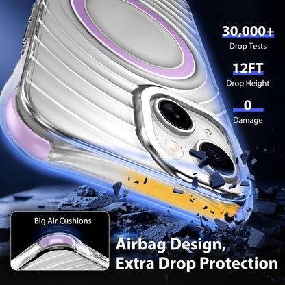 For iPhone 14 / 13 Wave Pattern Air Cushion Corners Shockproof Magnetic Phone Case - Purple - EDA009985112E