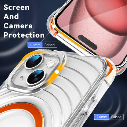 For iPhone 14 / 13 Wave Pattern Air Cushion Corners Shockproof Magnetic Phone Case - Orange - EDA009985112H