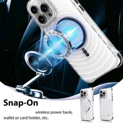 For iPhone 14 Pro Wave Pattern Air Cushion Corners Shockproof Magnetic Phone Case - Black - EDA009985113D