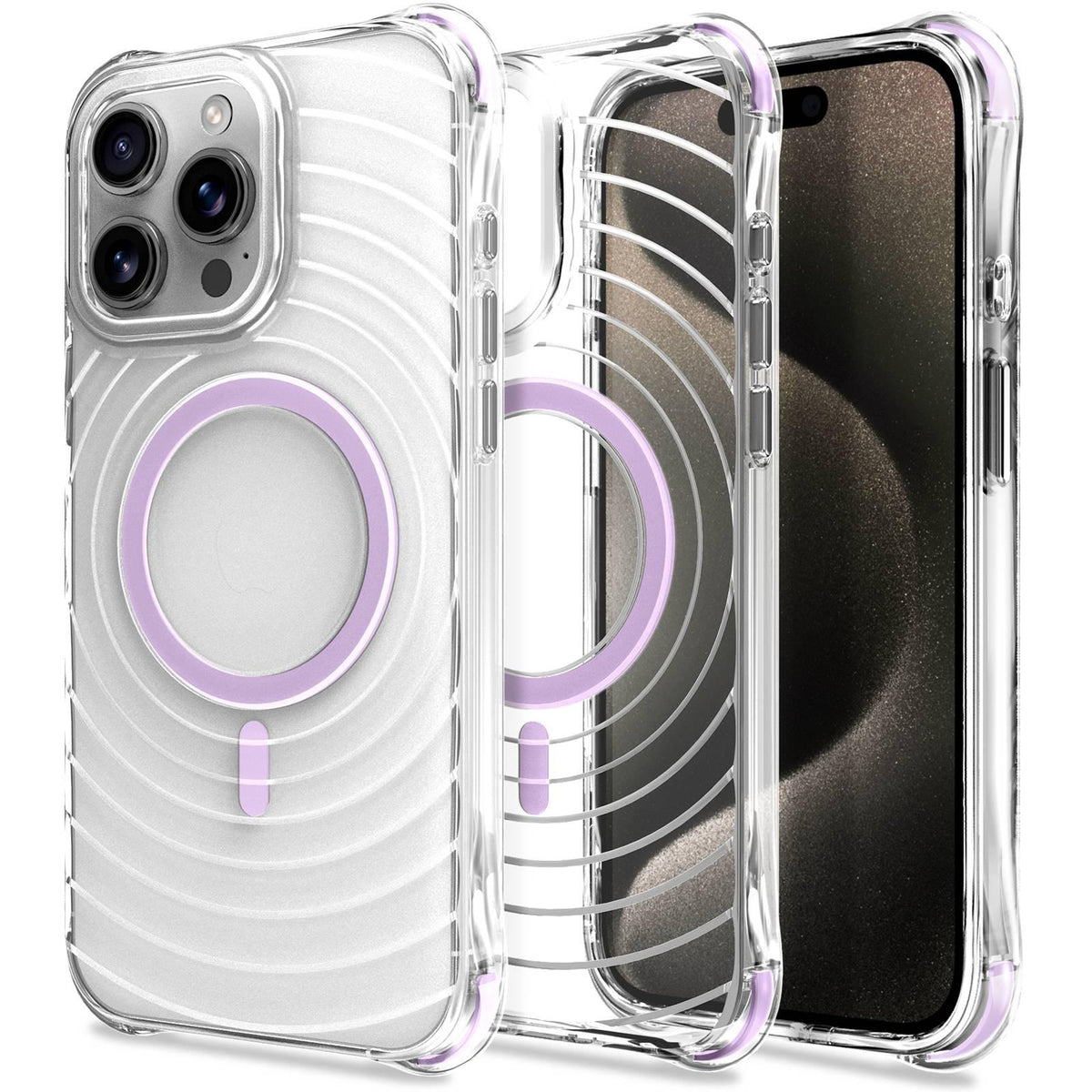 For iPhone 14 Pro Wave Pattern Air Cushion Corners Shockproof Magnetic Phone Case - Purple - EDA009985113E