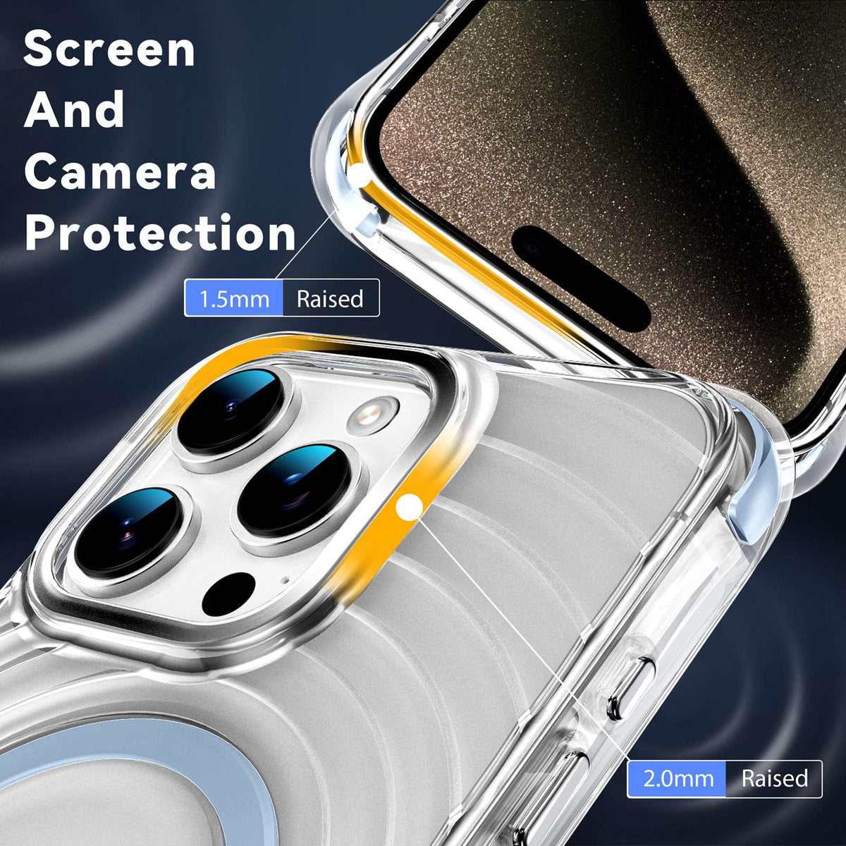 For iPhone 14 Pro Wave Pattern Air Cushion Corners Shockproof Magnetic Phone Case - Blue - EDA009985113F