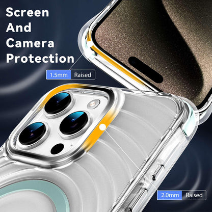 For iPhone 14 Pro Max Wave Pattern Air Cushion Corners Shockproof Magnetic Phone Case - Mint Green - EDA009985114C