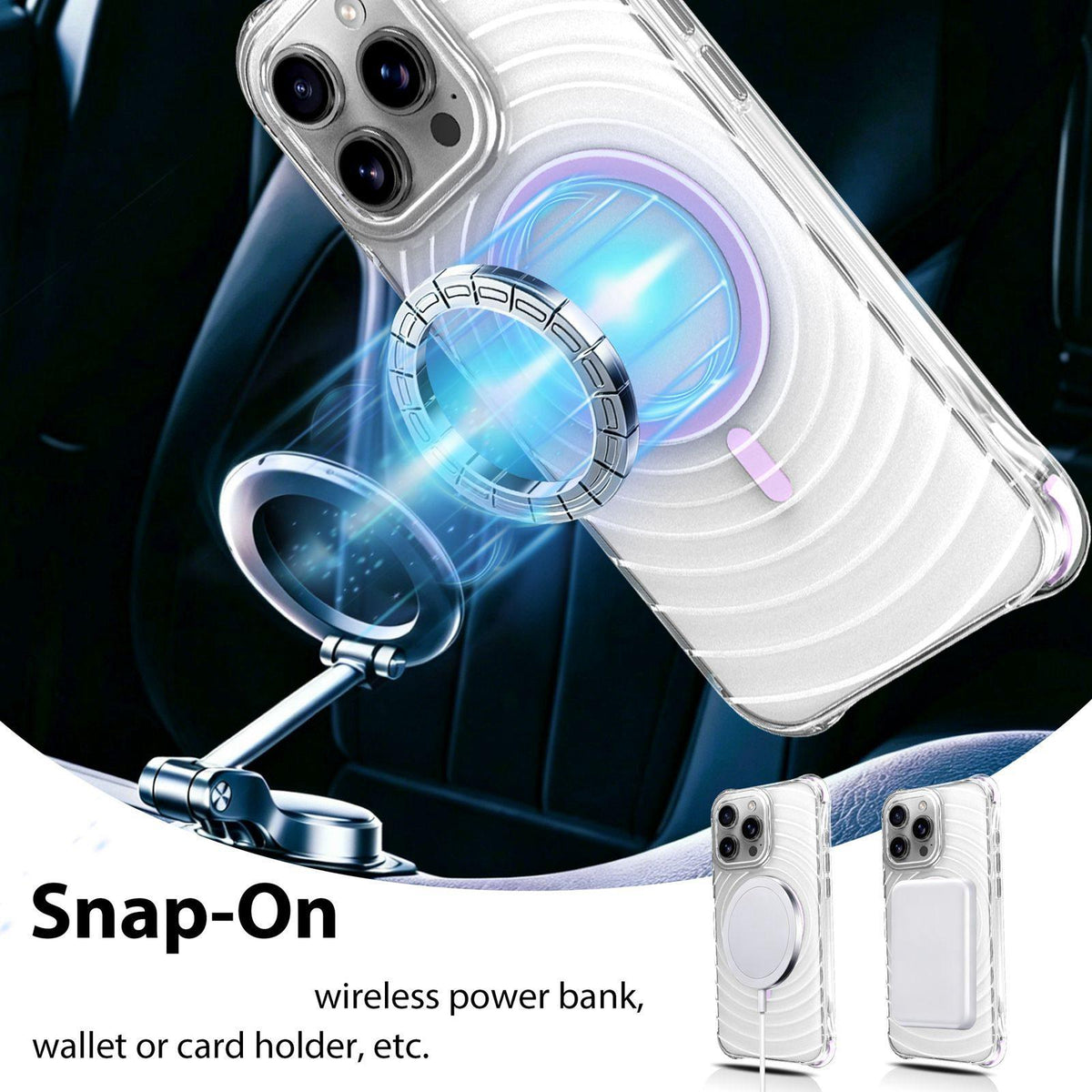 For iPhone 14 Pro Max Wave Pattern Air Cushion Corners Shockproof Magnetic Phone Case - Purple - EDA009985114E