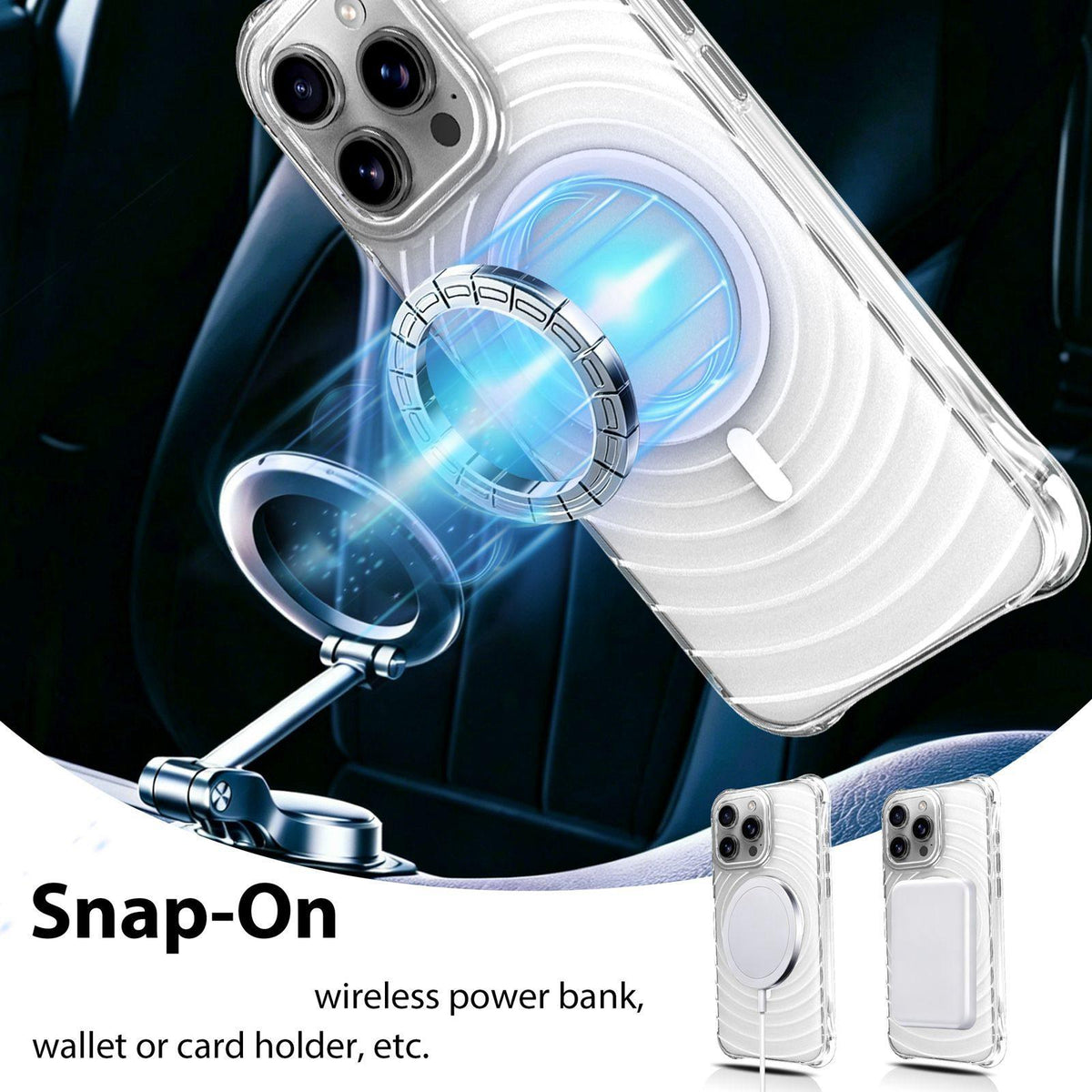 For iPhone 13 Pro Max Wave Pattern Air Cushion Corners Shockproof Magnetic Phone Case - White - EDA009985115B