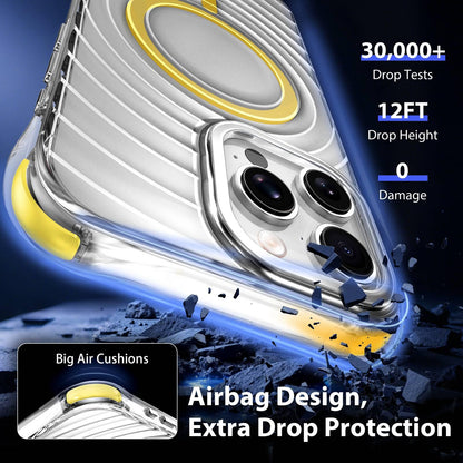 For iPhone 13 Pro Max Wave Pattern Air Cushion Corners Shockproof Magnetic Phone Case - Yellow - EDA009985115G