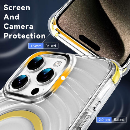 For iPhone 13 Pro Max Wave Pattern Air Cushion Corners Shockproof Magnetic Phone Case - Yellow - EDA009985115G