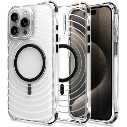 For iPhone 13 Pro Wave Pattern Air Cushion Corners Shockproof Magnetic Phone Case - Black - EDA009985116D