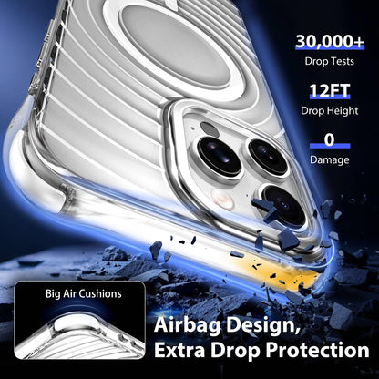 For iPhone 12 Pro Max Wave Pattern Air Cushion Corners Shockproof Magnetic Phone Case - White - EDA009985117B