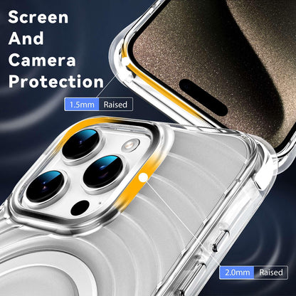 For iPhone 12 Pro Max Wave Pattern Air Cushion Corners Shockproof Magnetic Phone Case - White - EDA009985117B
