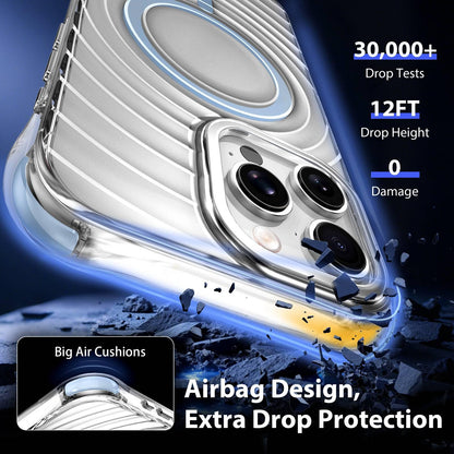 For iPhone 12 Pro Max Wave Pattern Air Cushion Corners Shockproof Magnetic Phone Case - Blue - EDA009985117F