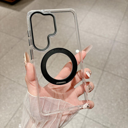 For Galaxy S25 Ultra 5G Airbag Shockproof Magnetic Rotating Holder Phone Case - Black - EDA009985207B