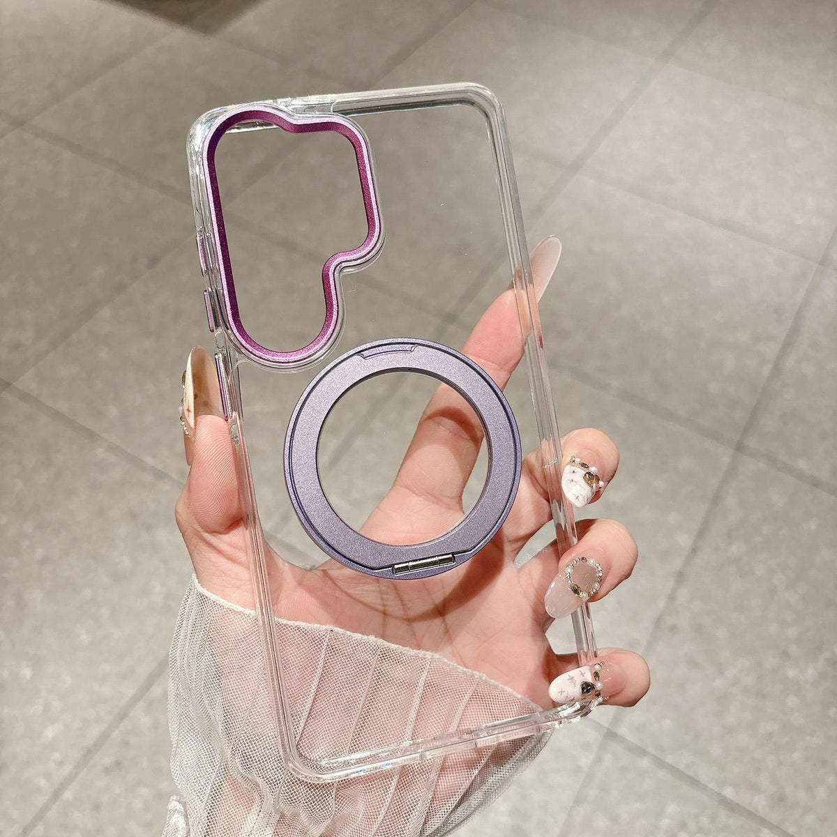 For Galaxy S25 Ultra 5G Airbag Shockproof Magnetic Rotating Holder Phone Case - Purple - EDA009985207D