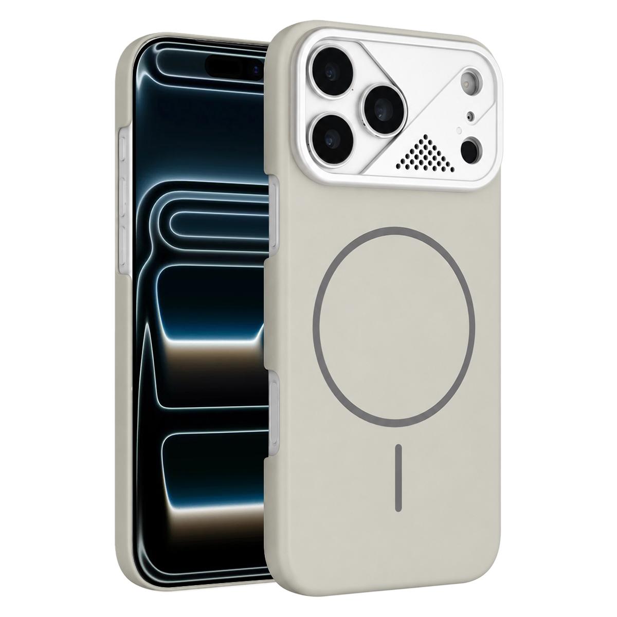 For iPhone 17 Pro Ultra-thin Gold Armor PC Magnetic Phone Case - Peak - EDA009985701C