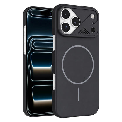 For iPhone 17 Pro Ultra-thin Gold Armor PC Magnetic Phone Case - Black - EDA009985701D