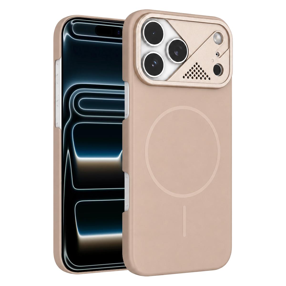 For iPhone 17 Pro Ultra-thin Gold Armor PC Magnetic Phone Case - Desert Gold - EDA009985701E
