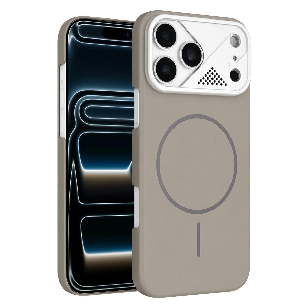 For iPhone 17 Pro Ultra-thin Gold Armor PC Magnetic Phone Case - Titanium Gray - EDA009985701F