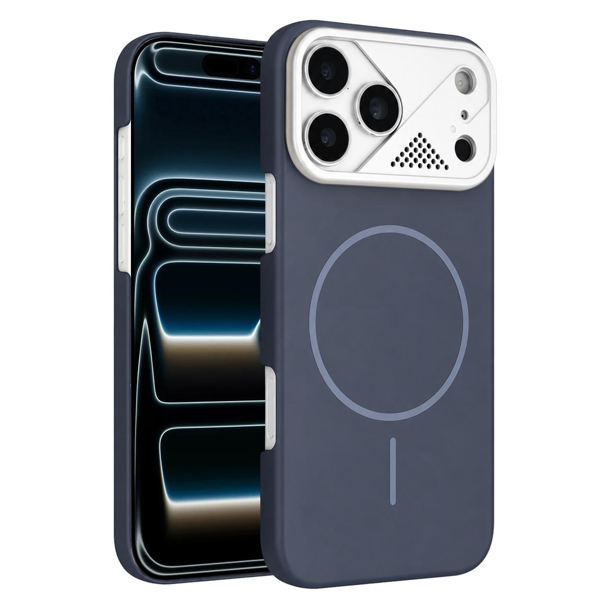 For iPhone 17 Pro Ultra-thin Gold Armor PC Magnetic Phone Case - Carbon Gray - EDA009985701G