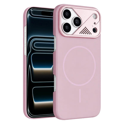 For iPhone 17 Pro Ultra-thin Gold Armor PC Magnetic Phone Case - Sakura Pink - EDA009985701H