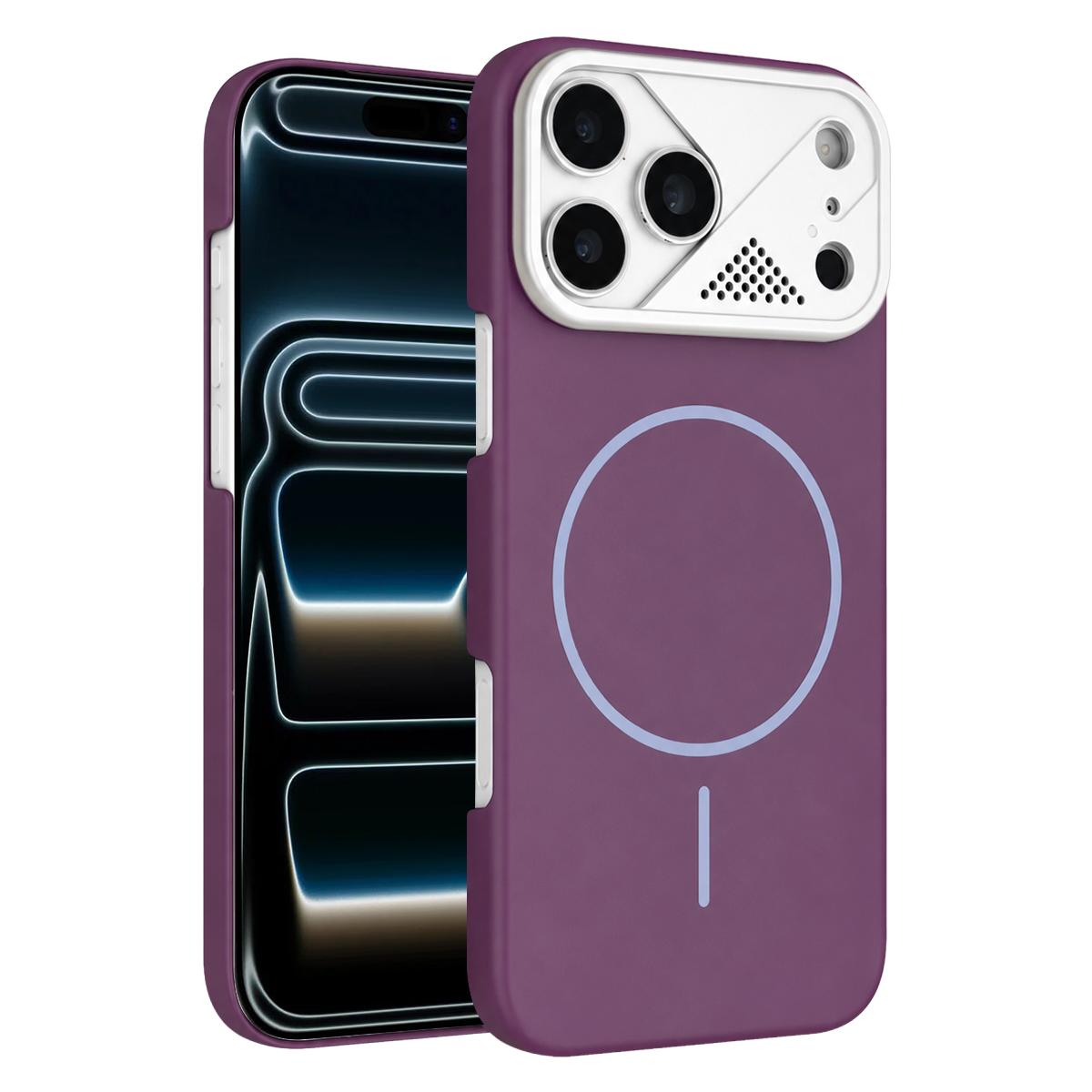 For iPhone 17 Pro Ultra-thin Gold Armor PC Magnetic Phone Case - Purple - EDA009985701I