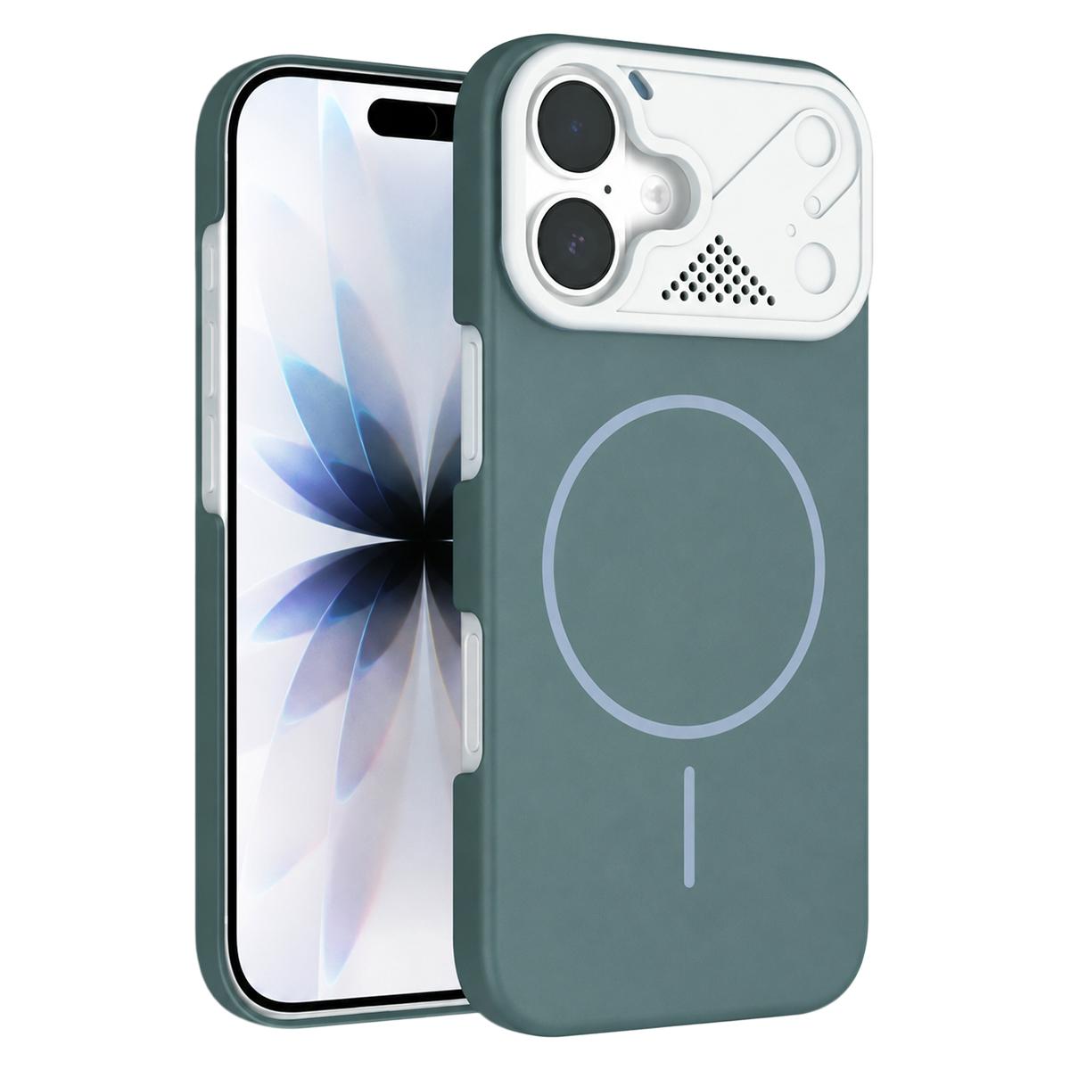 For iPhone 17 Ultra-thin Gold Armor PC Magnetic Phone Case - Surge Blue - EDA009985702A
