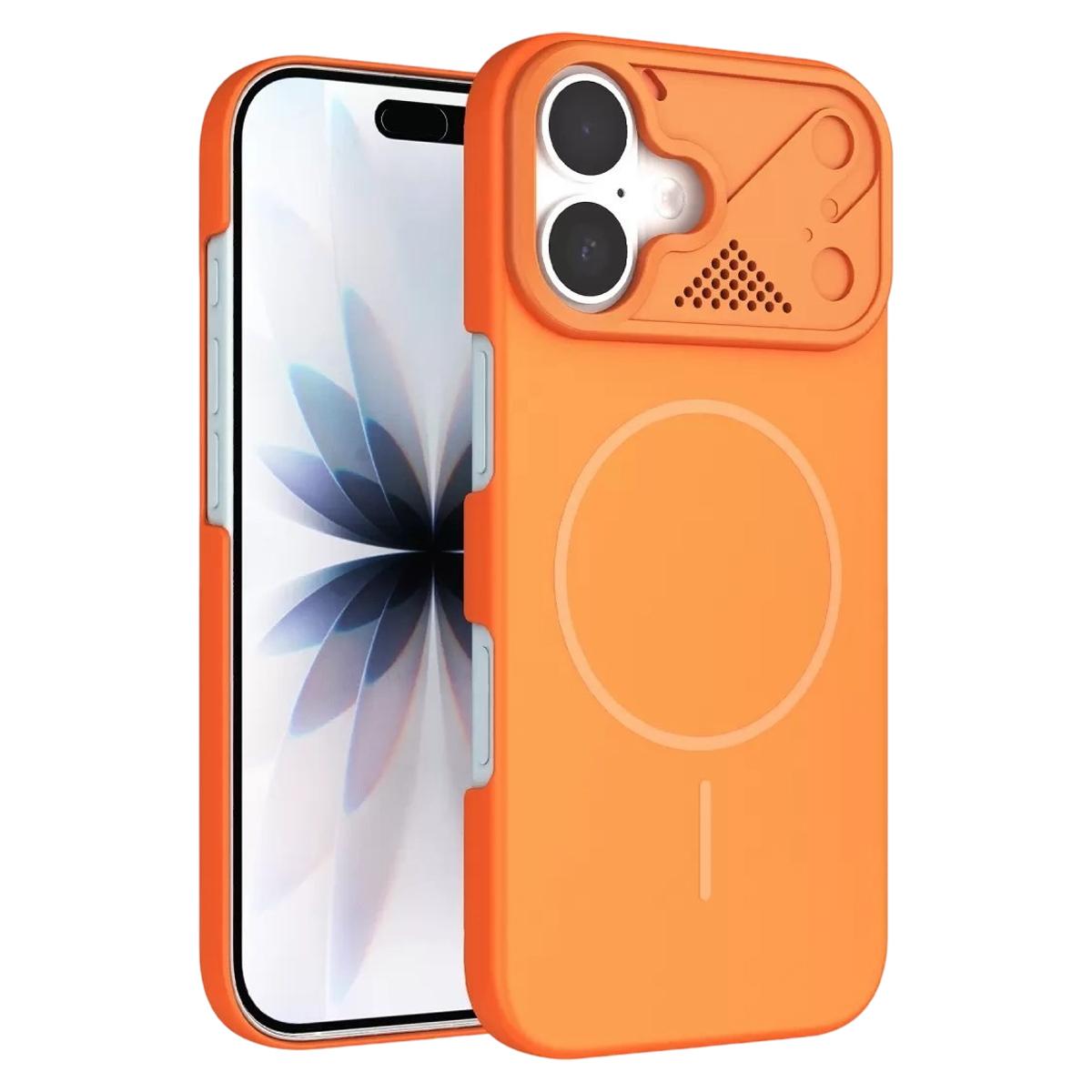 For iPhone 17 Ultra-thin Gold Armor PC Magnetic Phone Case - Orange - EDA009985702B