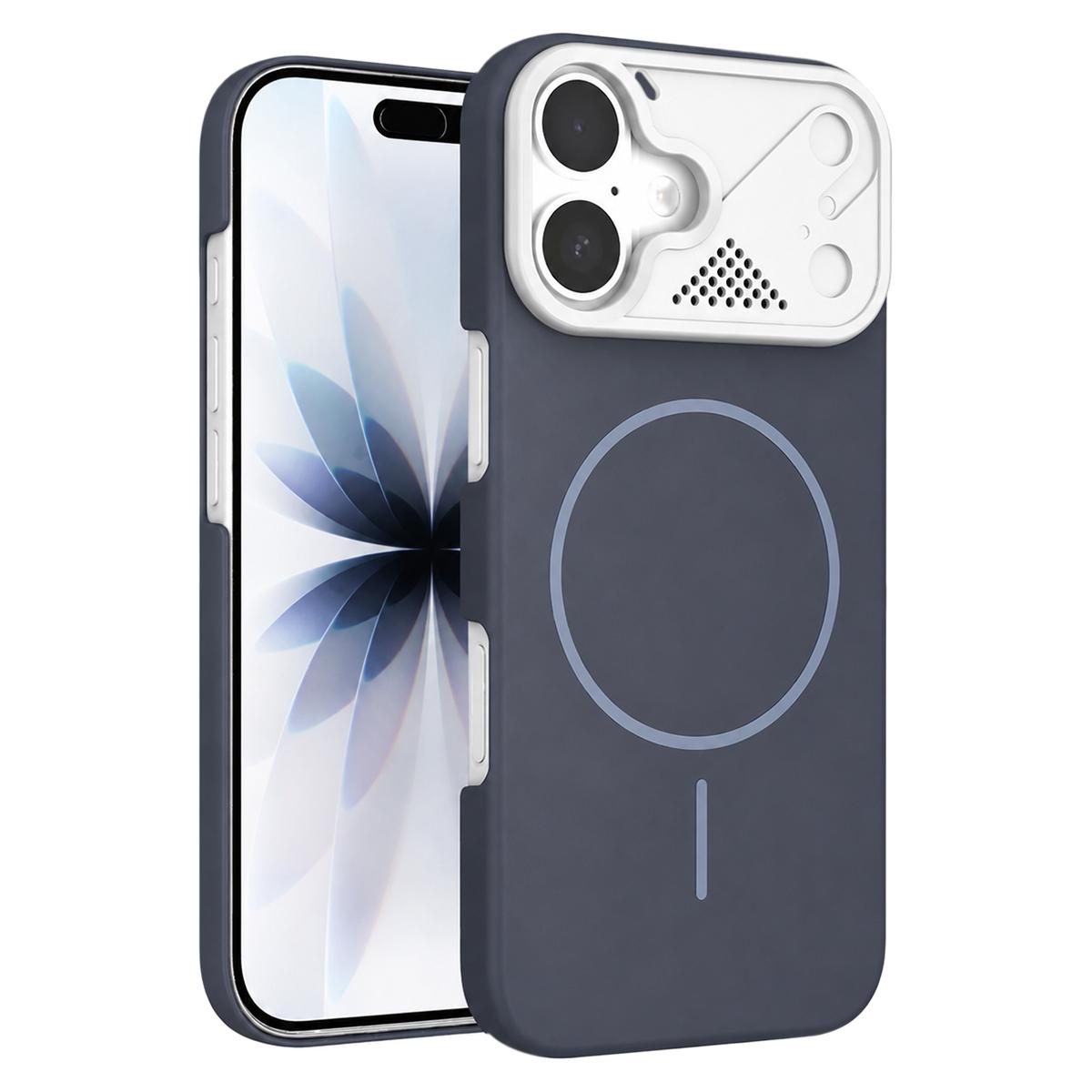 For iPhone 17 Ultra-thin Gold Armor PC Magnetic Phone Case - Carbon Gray - EDA009985702G