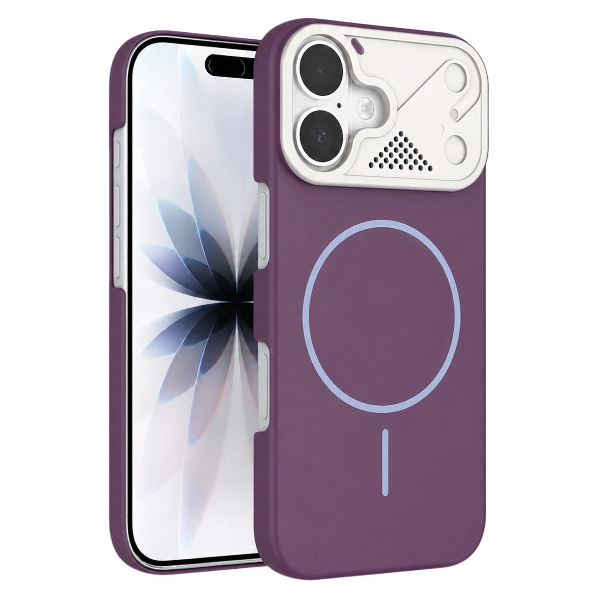 For iPhone 17 Ultra-thin Gold Armor PC Magnetic Phone Case - Purple - EDA009985702I