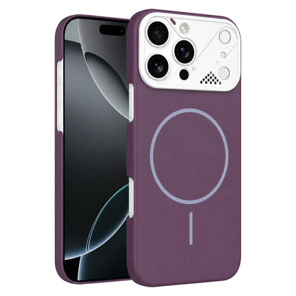For iPhone 16 Pro Max Ultra-thin Gold Armor PC Magnetic Phone Case - Purple - EDA009985703I