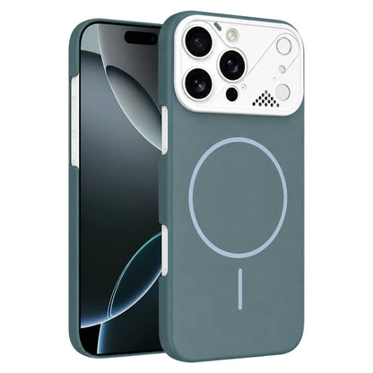 For iPhone 16 Pro Ultra-thin Gold Armor PC Magnetic Phone Case - Surge Blue - EDA009985704A