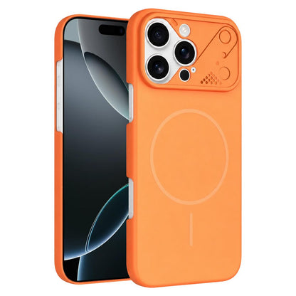 For iPhone 16 Pro Ultra-thin Gold Armor PC Magnetic Phone Case - Orange - EDA009985704B