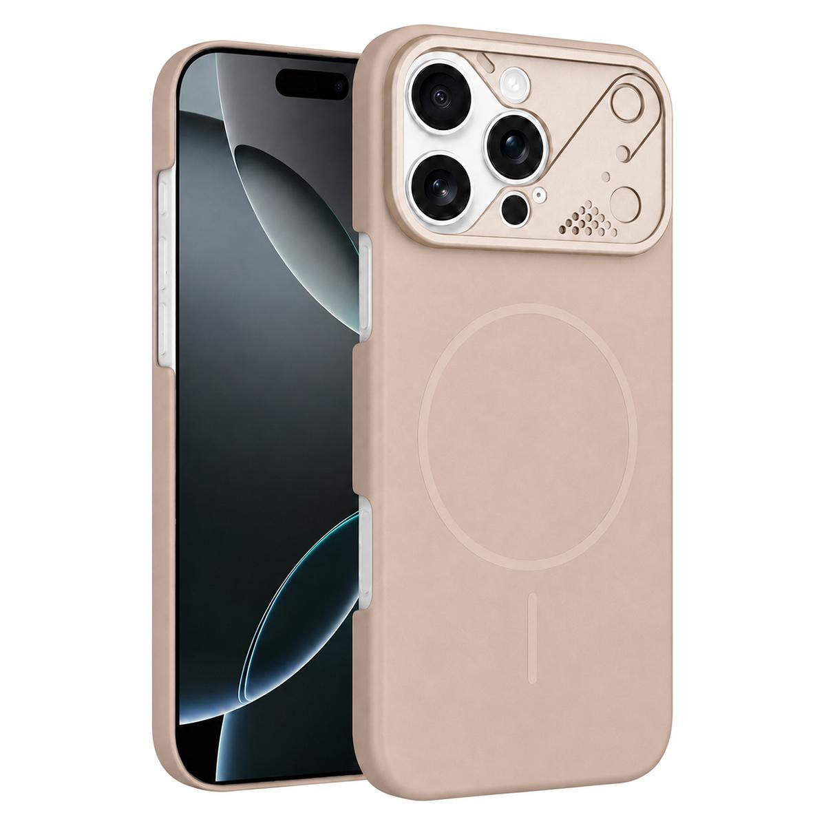 For iPhone 16 Pro Ultra-thin Gold Armor PC Magnetic Phone Case - Desert Gold - EDA009985704E