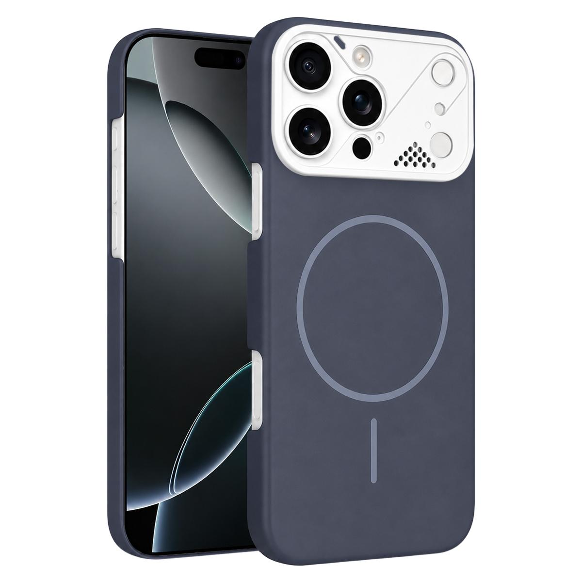 For iPhone 16 Pro Ultra-thin Gold Armor PC Magnetic Phone Case - Carbon Gray - EDA009985704G
