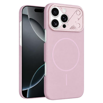 For iPhone 16 Pro Ultra-thin Gold Armor PC Magnetic Phone Case - Sakura Pink - EDA009985704H