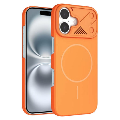 For iPhone 16 Ultra-thin Gold Armor PC Magnetic Phone Case - Orange - EDA009985705B