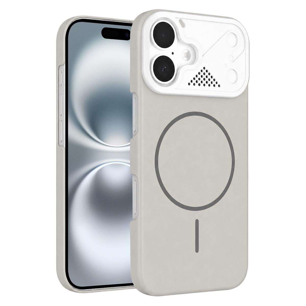 For iPhone 16 Ultra-thin Gold Armor PC Magnetic Phone Case - Peak - EDA009985705C