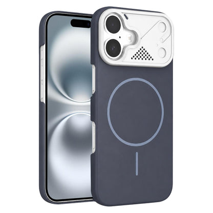 For iPhone 16 Ultra-thin Gold Armor PC Magnetic Phone Case - Carbon Gray - EDA009985705G