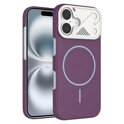 For iPhone 16 Ultra-thin Gold Armor PC Magnetic Phone Case - Purple - EDA009985705I