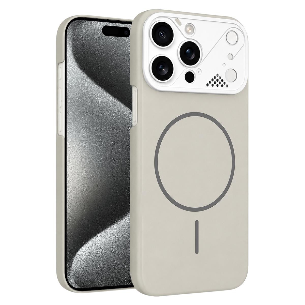 For iPhone 15 Pro Max Ultra-thin Gold Armor PC Magnetic Phone Case - Peak - EDA009985706C