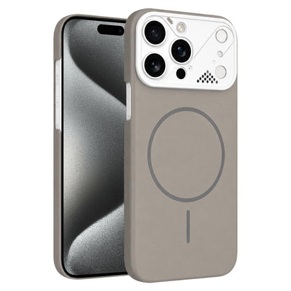 For iPhone 15 Pro Max Ultra-thin Gold Armor PC Magnetic Phone Case - Titanium Gray - EDA009985706F