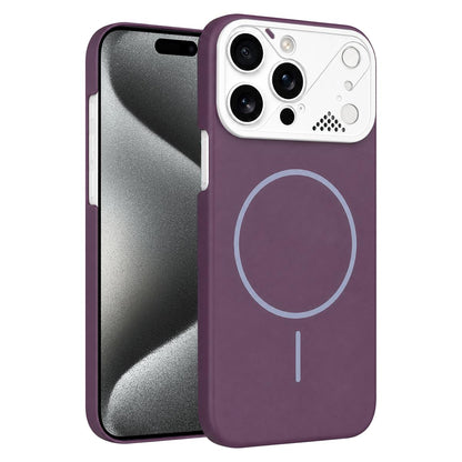 For iPhone 15 Pro Max Ultra-thin Gold Armor PC Magnetic Phone Case - Purple - EDA009985706I