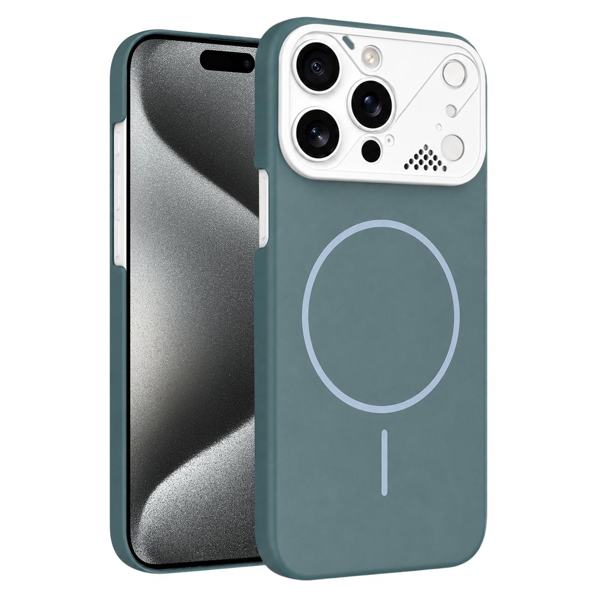 For iPhone 15 Pro Ultra-thin Gold Armor PC Magnetic Phone Case - Surge Blue - EDA009985707A