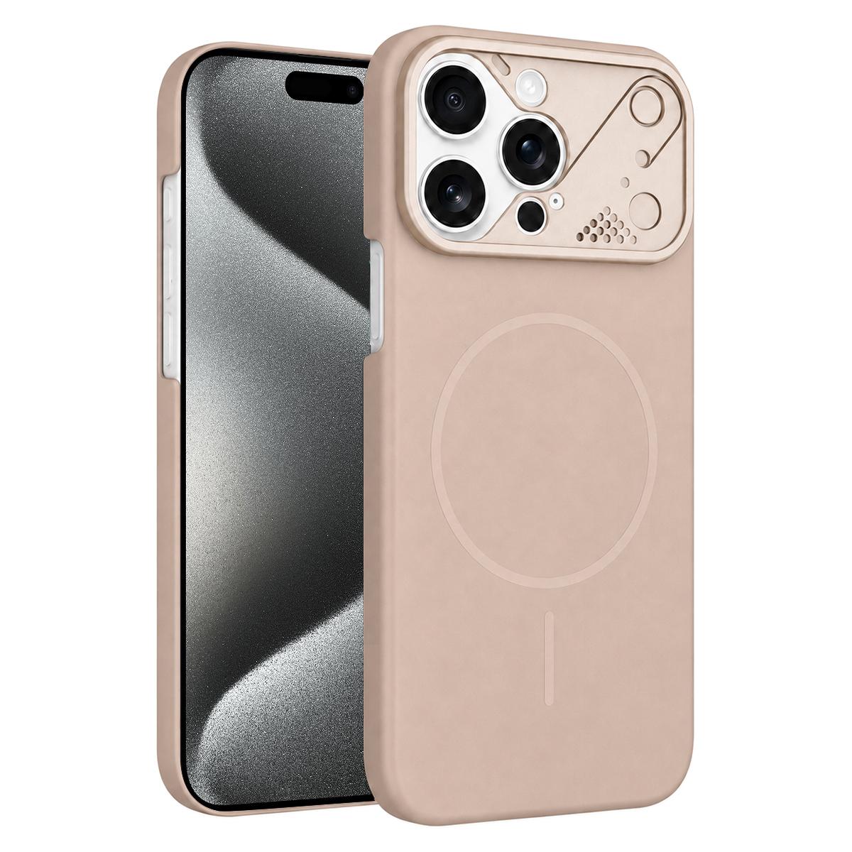 For iPhone 15 Pro Ultra-thin Gold Armor PC Magnetic Phone Case - Desert Gold - EDA009985707E