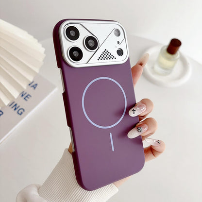 For iPhone 15 Pro Ultra-thin Gold Armor PC Magnetic Phone Case - Purple - EDA009985707I