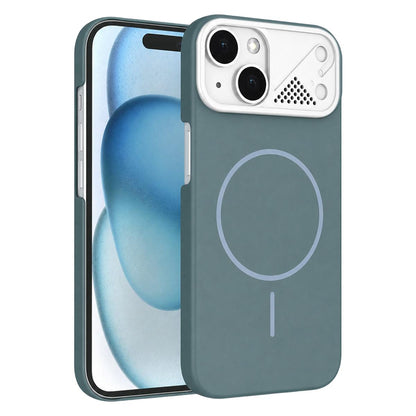 For iPhone 15 Ultra-thin Gold Armor PC Magnetic Phone Case - Surge Blue - EDA009985708A