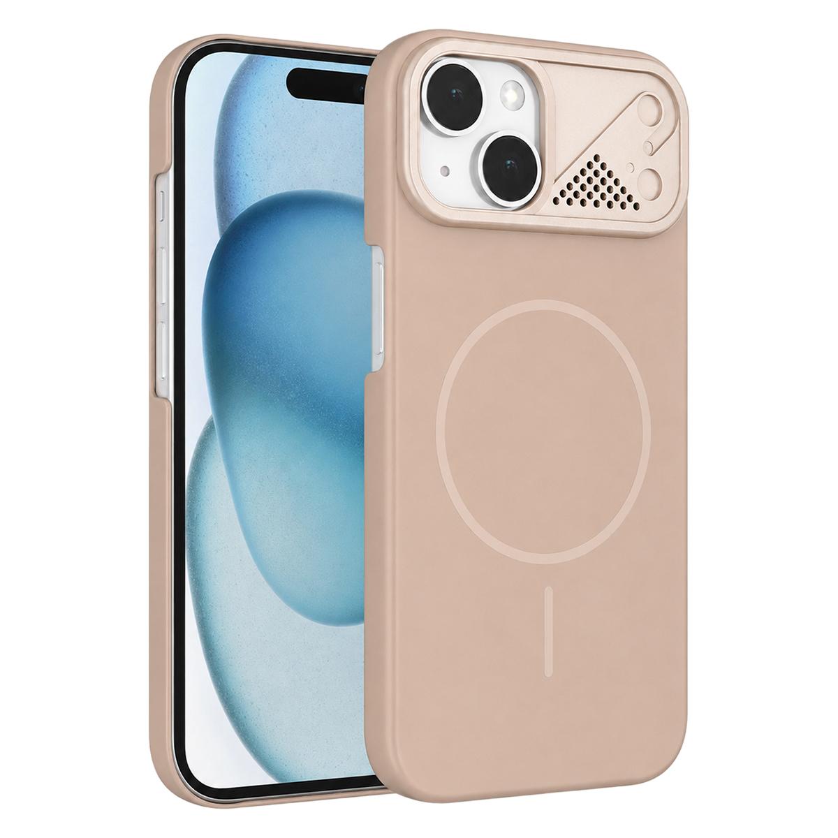 For iPhone 15 Ultra-thin Gold Armor PC Magnetic Phone Case - Desert Gold - EDA009985708E