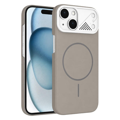 For iPhone 15 Ultra-thin Gold Armor PC Magnetic Phone Case - Titanium Gray - EDA009985708F